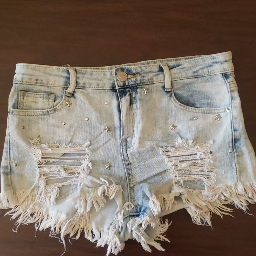 Jean Shorts with Star Studs
